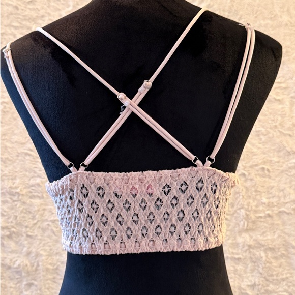 Pink Lily Blush Pink Lace Bralette Size Large - Boho Smocked Back - Picture 2 of 6